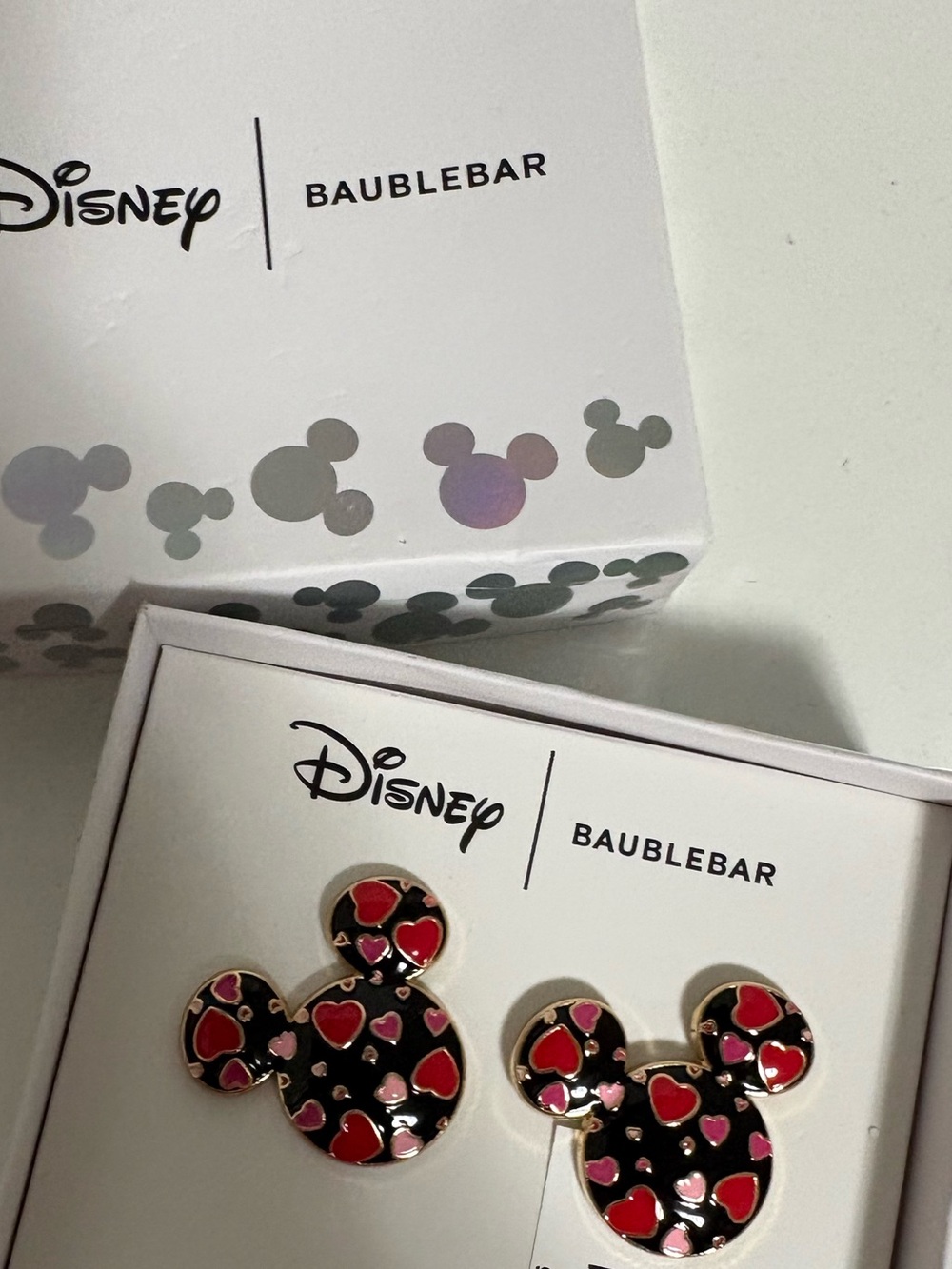 Disney x BaubleBar Kids Black Mickey Heart Stud Earrings